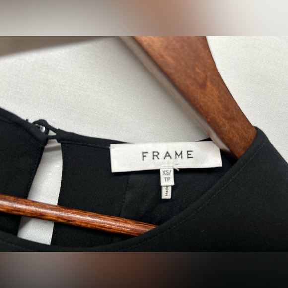 FRAME Black Shift Mini Dress XS Long Balloon Sleeve Bubble Hem LBD - Picture 8 of 8